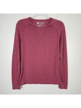 Figs Salta Seamless Long Sleeve Underscrub Top Pink Size M